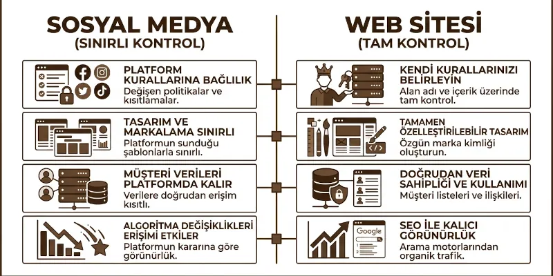 Web Sitesi vs Sosyal Medya karşılaştırması